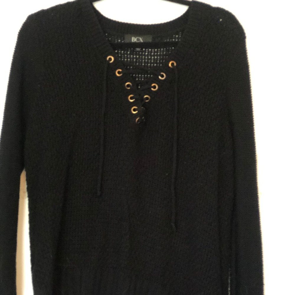 Black Lace-up Sweater